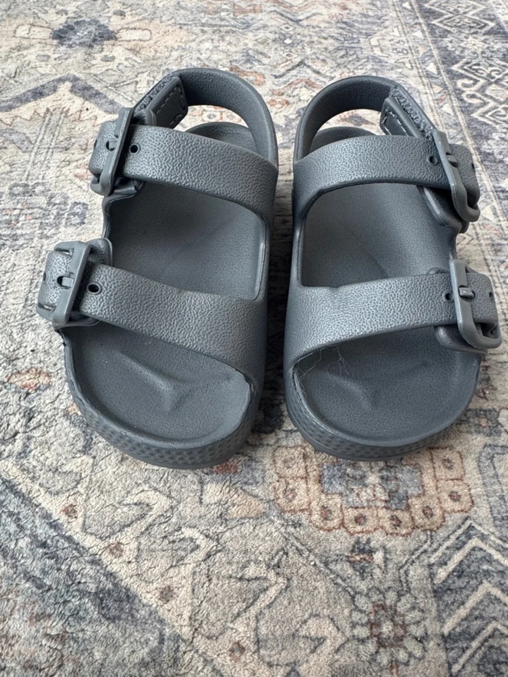 Gray Toddler Sandals Size 7 Double Strap Buckle Summer Shoes